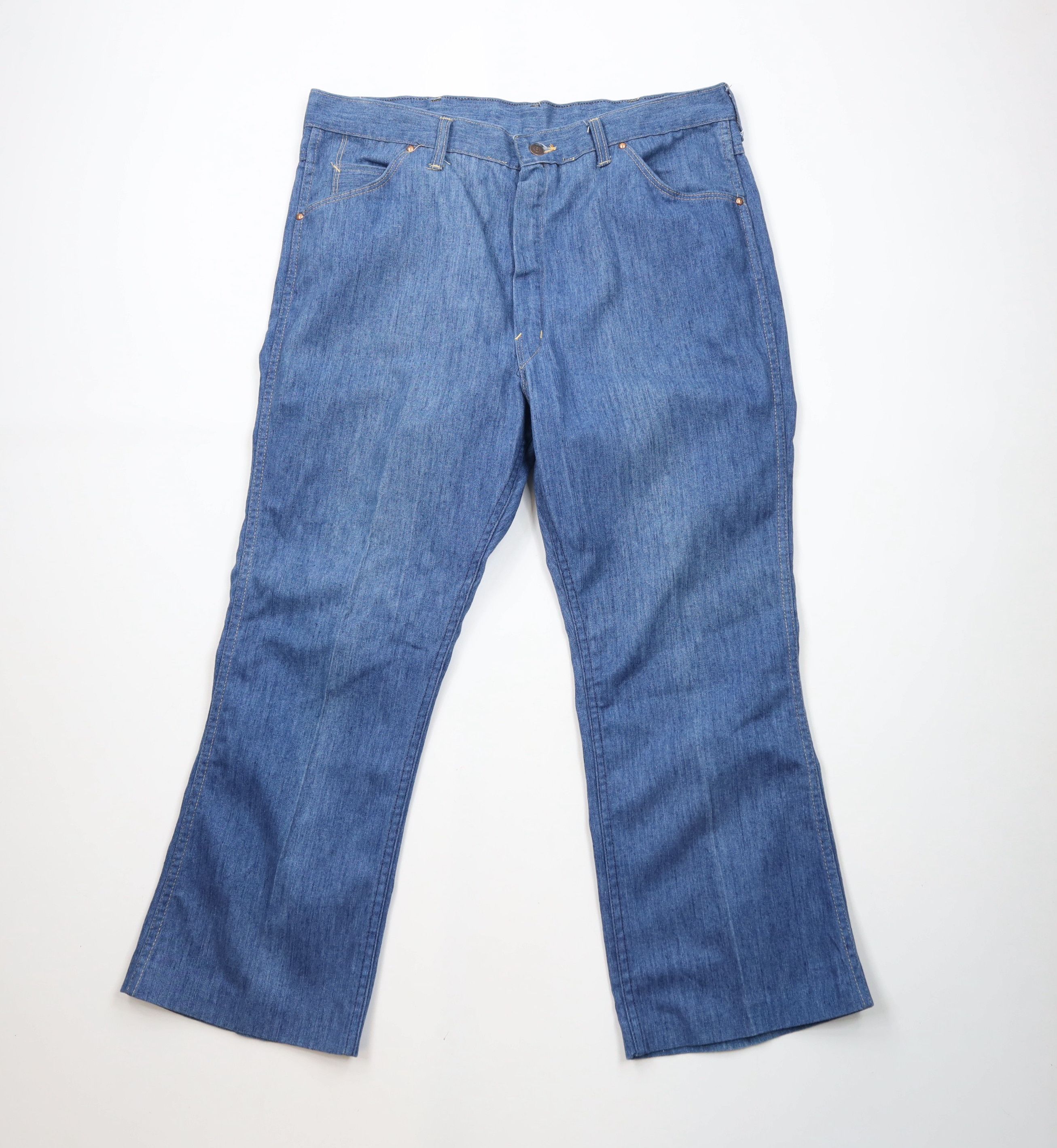 Vintage Vintage 70s Streetwear Wide Leg Bell Bottoms Denim Jeans USA Size US 38 / EU 54 - 1 Thumbnail