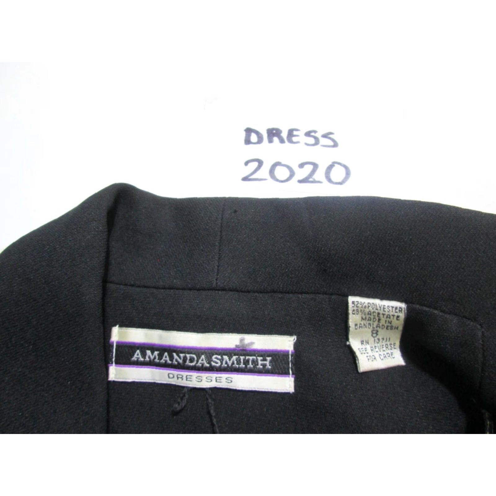 Vintage Amanda Smith Womens Dress Black Short Sleeve Collared Button Sheath 8 Size 30" / US 8 / IT 44 - 6 Thumbnail