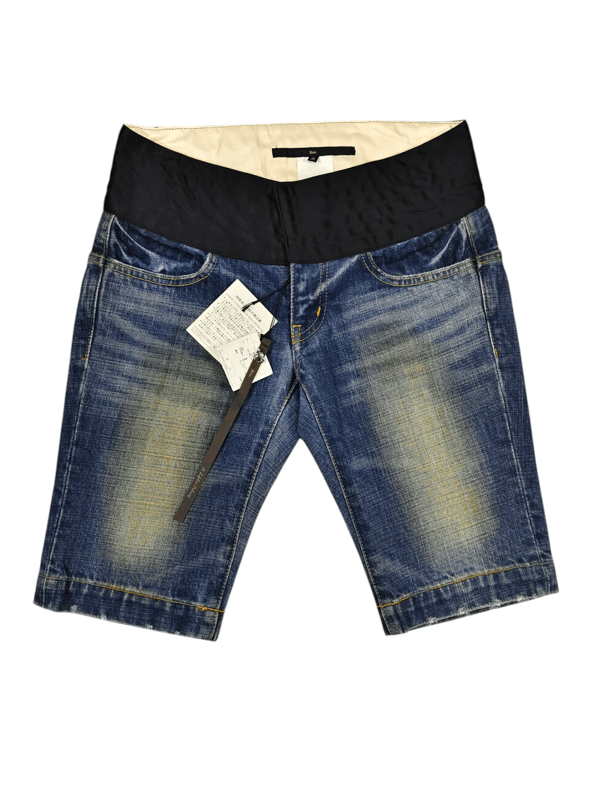 Sov. Tokyo- Heavy Distressed Mud Wash Panel Denim Short