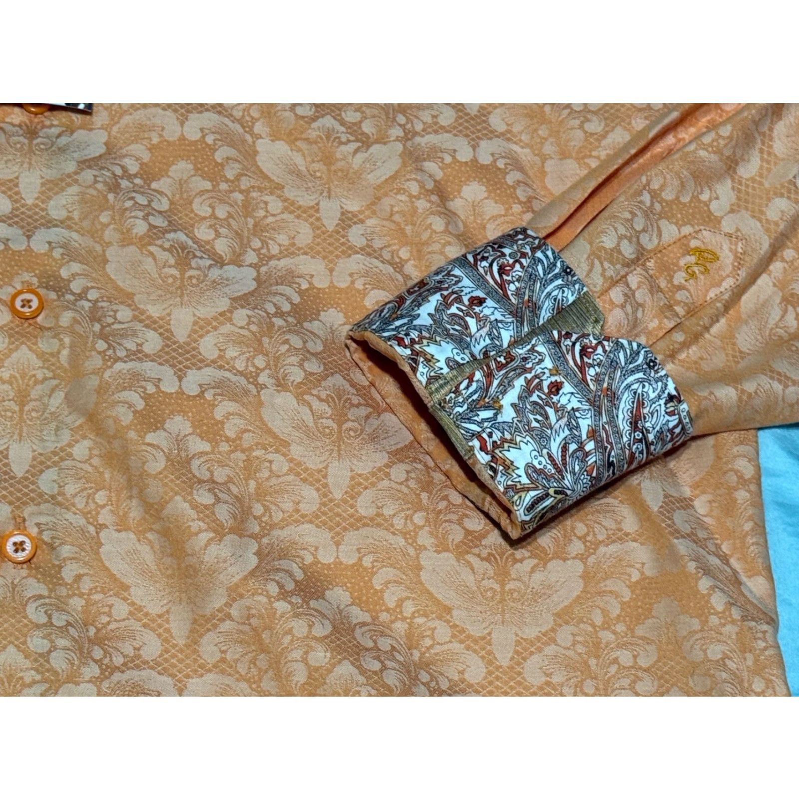 Robert Graham Robert Graham Bayview 2 Classic Fit Orange Long Sleeve Printed Classic Sz M NWT Size US M / EU 48-50 / 2 - 2 Thumbnail