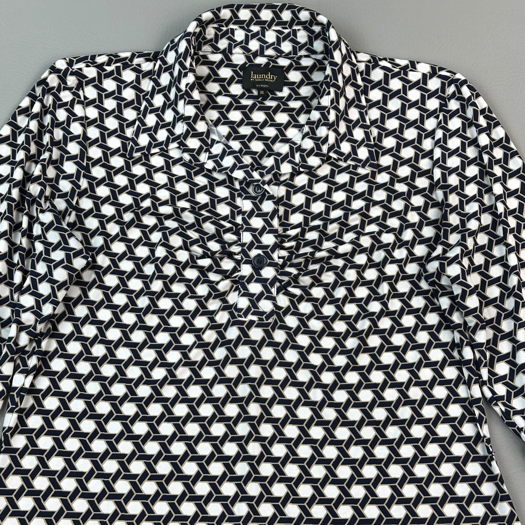 Laundry by Shelli Segal Laundry by Shelli Segal Dress Women’s XL Navy White Geometric Tunic Stretch Dress Size XL / US 12-14 / IT 48-50 - 2 Thumbnail
