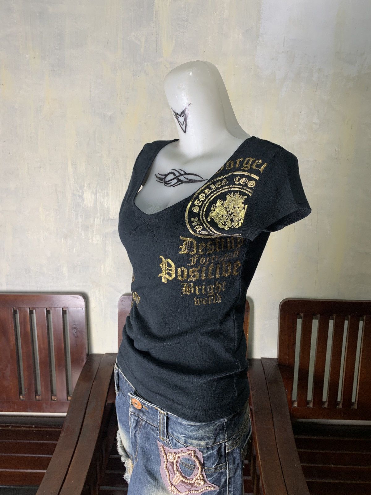 Seditionaries y2k Healthy Karen Japan Black Poem Word Goth Wide Collar Top Size M / US 6-8 / IT 42-44 - 2 Thumbnail