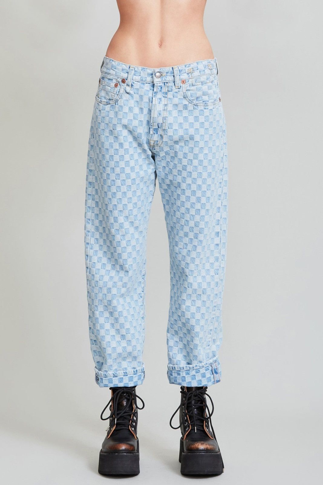 R13 R13 - S/S 22’ - Checkerboard Boyfriend Jeans Size US 27 - 15 Thumbnail