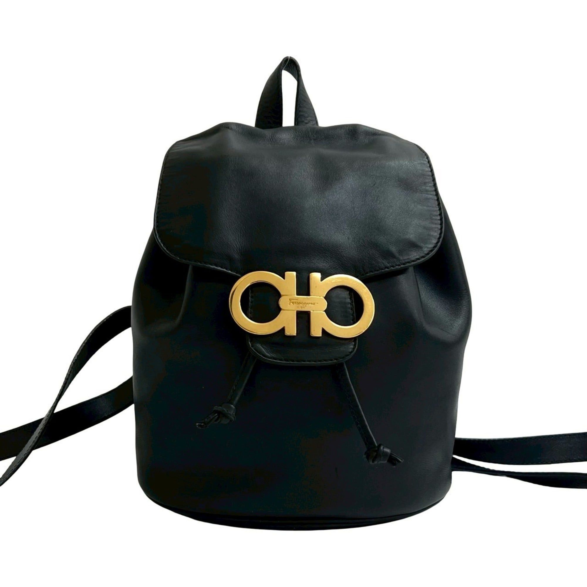 Salvatore Ferragamo Gancini Leather Mini Backpack, Black, 48036, Women's