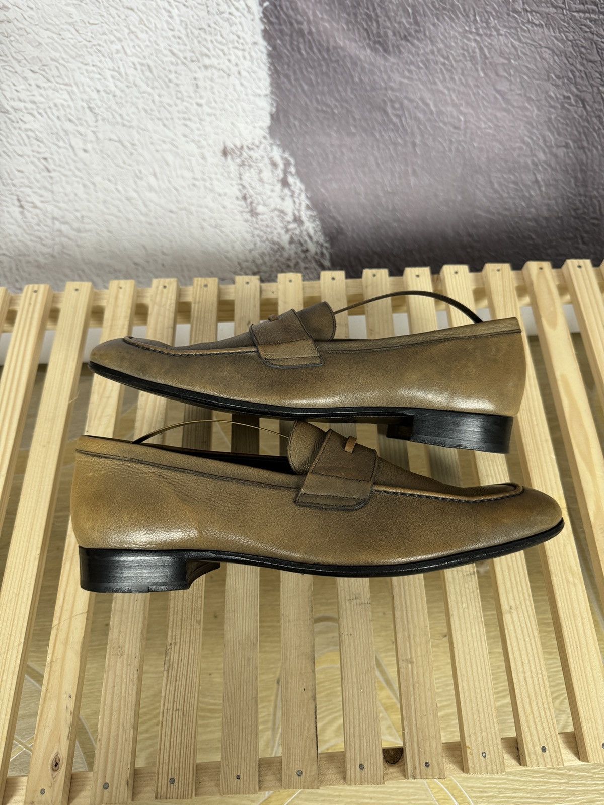 Genuine Leather Heschung light brown classic casual leather loafers Size US 9 / EU 42 - 7 Thumbnail