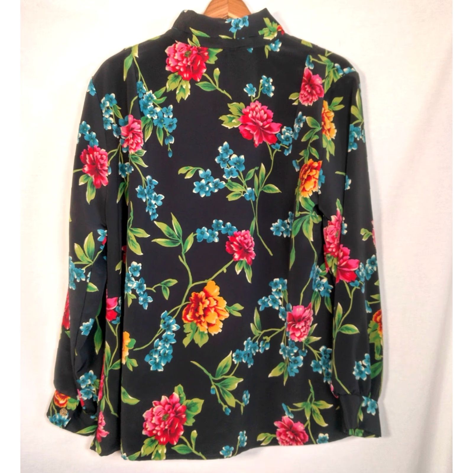 Vintage Vintage Maggie Sweet Blouse 1X Plus Size Black Floral Gold Flower Buttons Size XL / US 12-14 / IT 48-50 - 3 Thumbnail