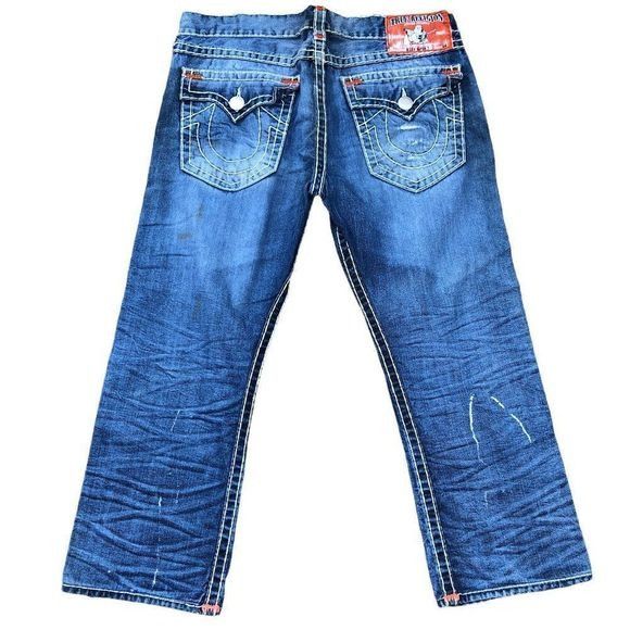 True Religion True Religion Jeans Size 38 RICKY SUPER T Blue Trashed Paint Size US 38 / EU 54 - 5 Thumbnail