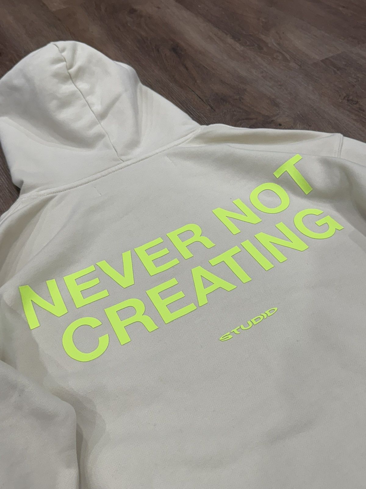 Supervsn Supervsn “Never Not Creating” Hoodie Cream Neon Green Size US M / EU 48-50 / 2 - 6 Thumbnail