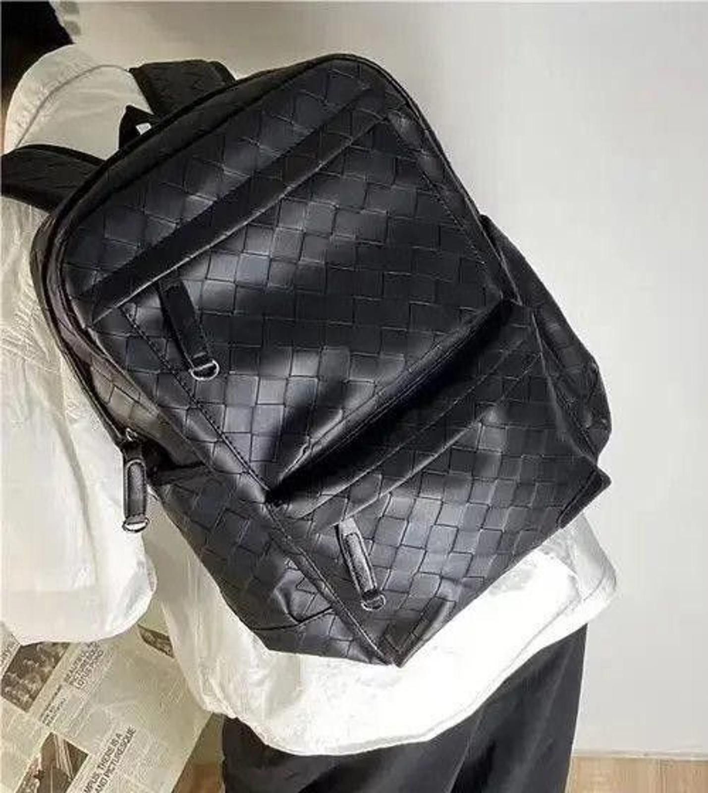 Leather Black Faux Leather Woven Backpack Bag Size ONE SIZE - 2 Thumbnail