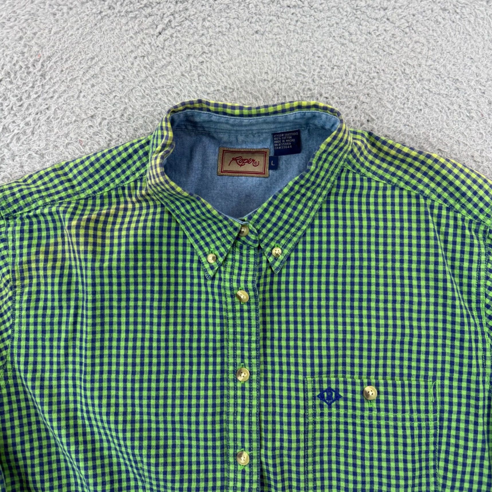 Roper VINTAGE Roper Western Shirt Women Large Green Plaid Long Sleeve Cowboy Button Up Size L / US 10 / IT 46 - 4 Thumbnail