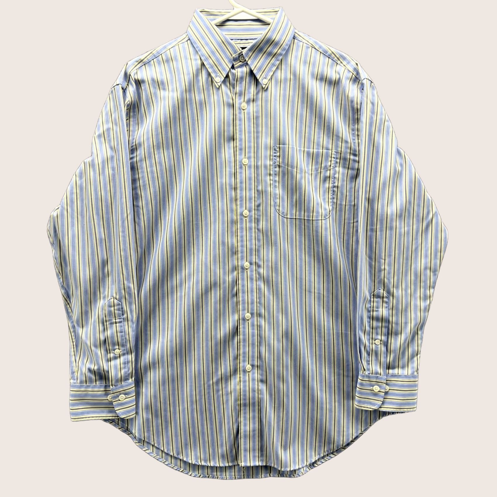 Ralph Lauren Lauren Ralph Lauren Dress Shirt Mens 16 32/33 Blue Stripe Non-Iron Cotton Shirt Mens Long Sleeve Button-Down Casual Business Size 42R - 1 Thumbnail