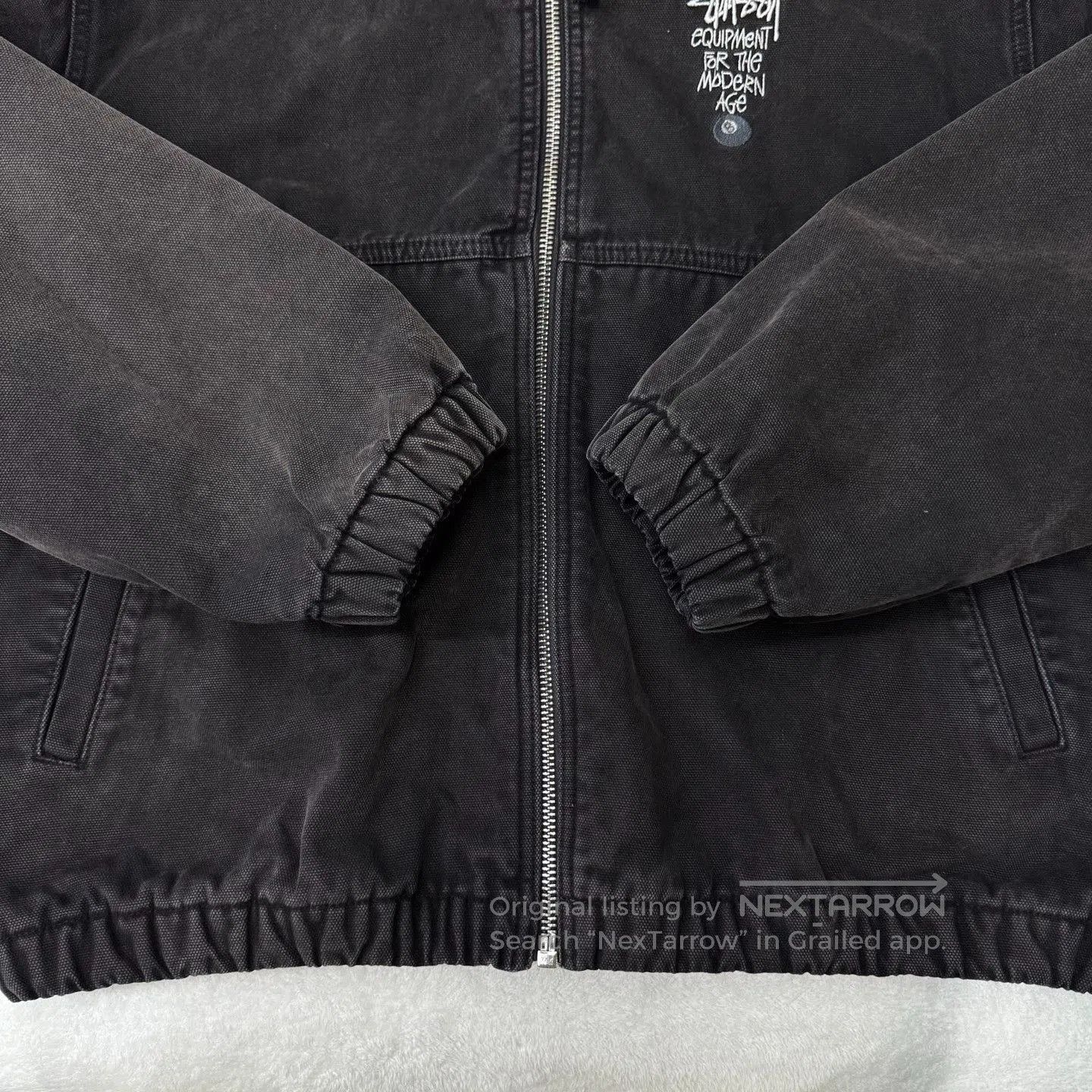 Stussy Stussy Black Distressed Hooded Jacket. Size US XL / EU 56 / 4 - 2 Thumbnail