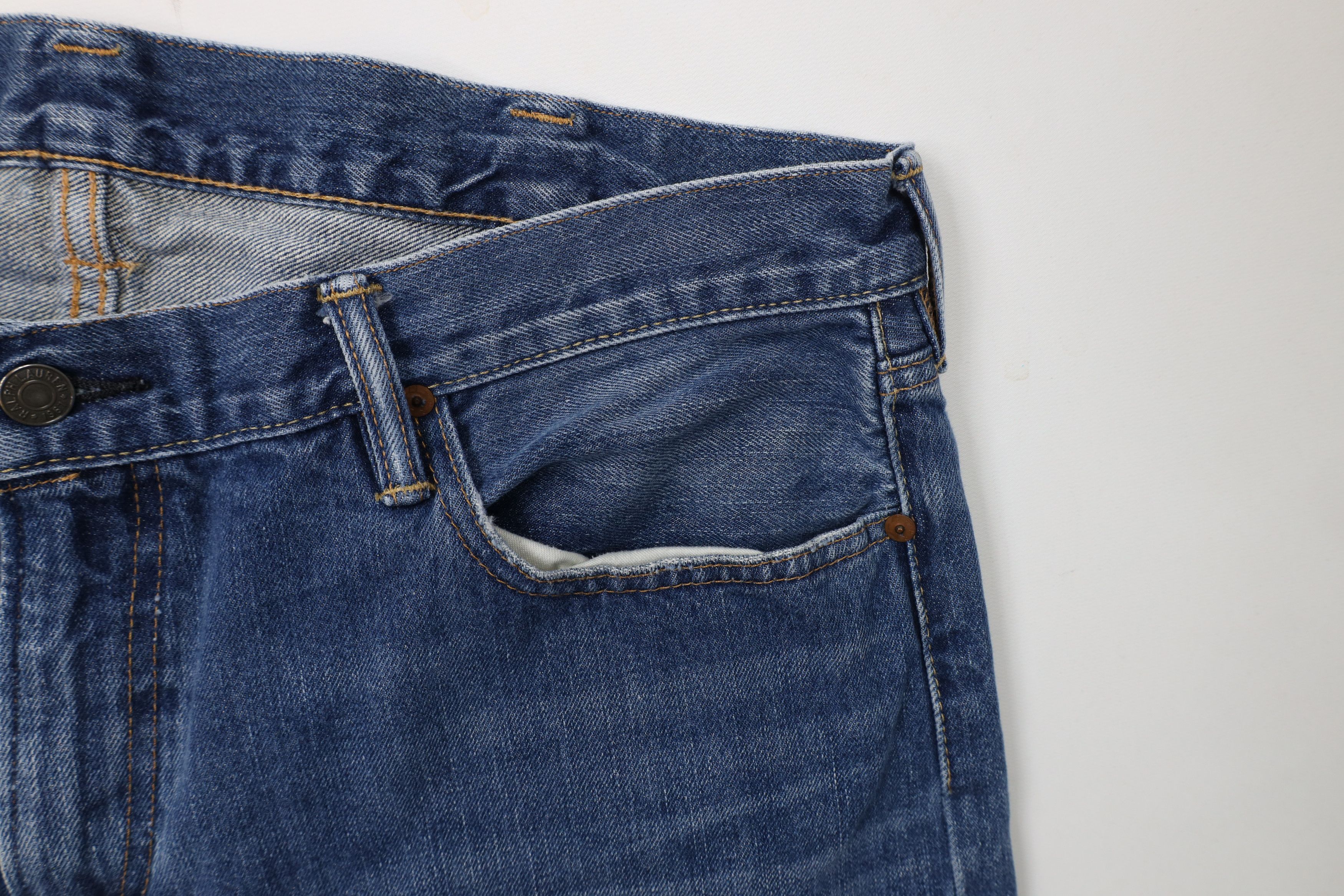 Ralph Lauren × Vintage Vintage Ralph Lauren Straight Leg Denim Jeans Blue Cotton Size US 38 / EU 54 - 6 Thumbnail