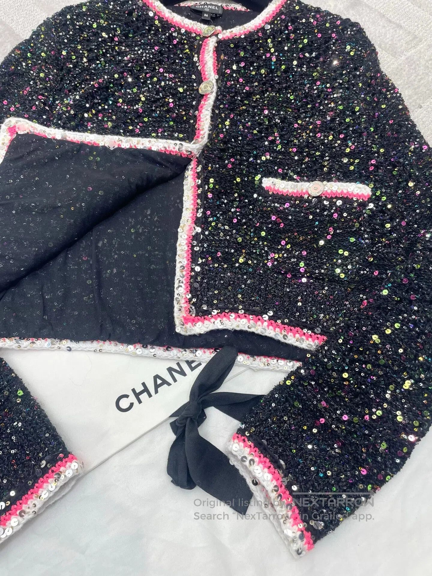 Chanel Chanel 24C Black Sequin Knit Cardigan. Size S / US 4 / IT 40 - 5 Thumbnail
