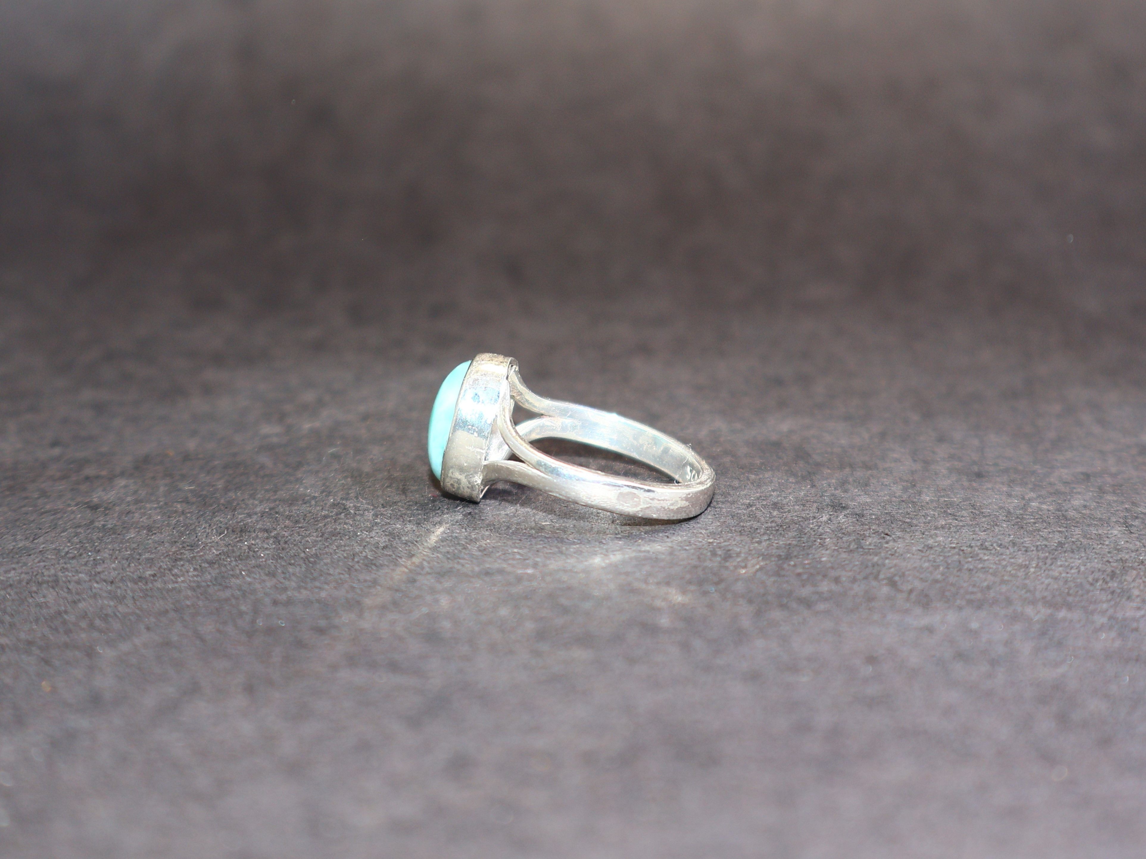 Handmade Natural Larimar Ring, Handmade Women Ring, Sterling Silver, Size ONE SIZE - 4 Thumbnail