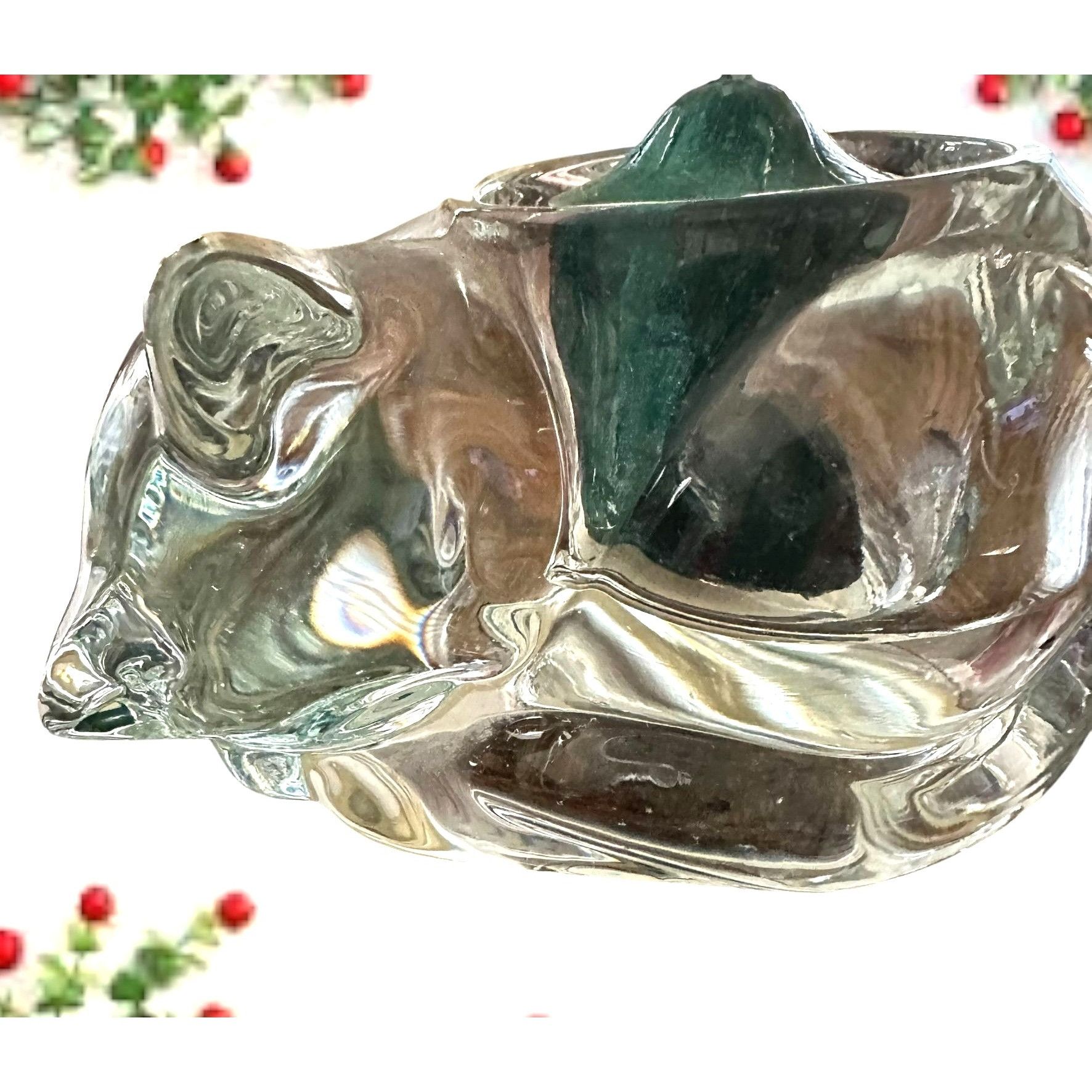 Handmade × Vintage Vintage Indiana Glass Cat Votive Holder Clear Crystal With C Size ONE SIZE - 5 Thumbnail