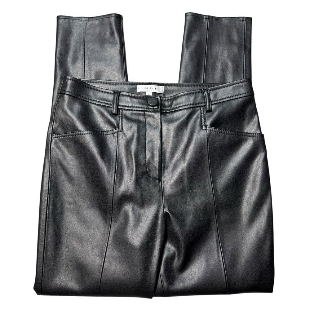 MILLY NWT New $425 Milly Rue Faux Leather Black Pants Size 29 Size 29" - 5 Thumbnail