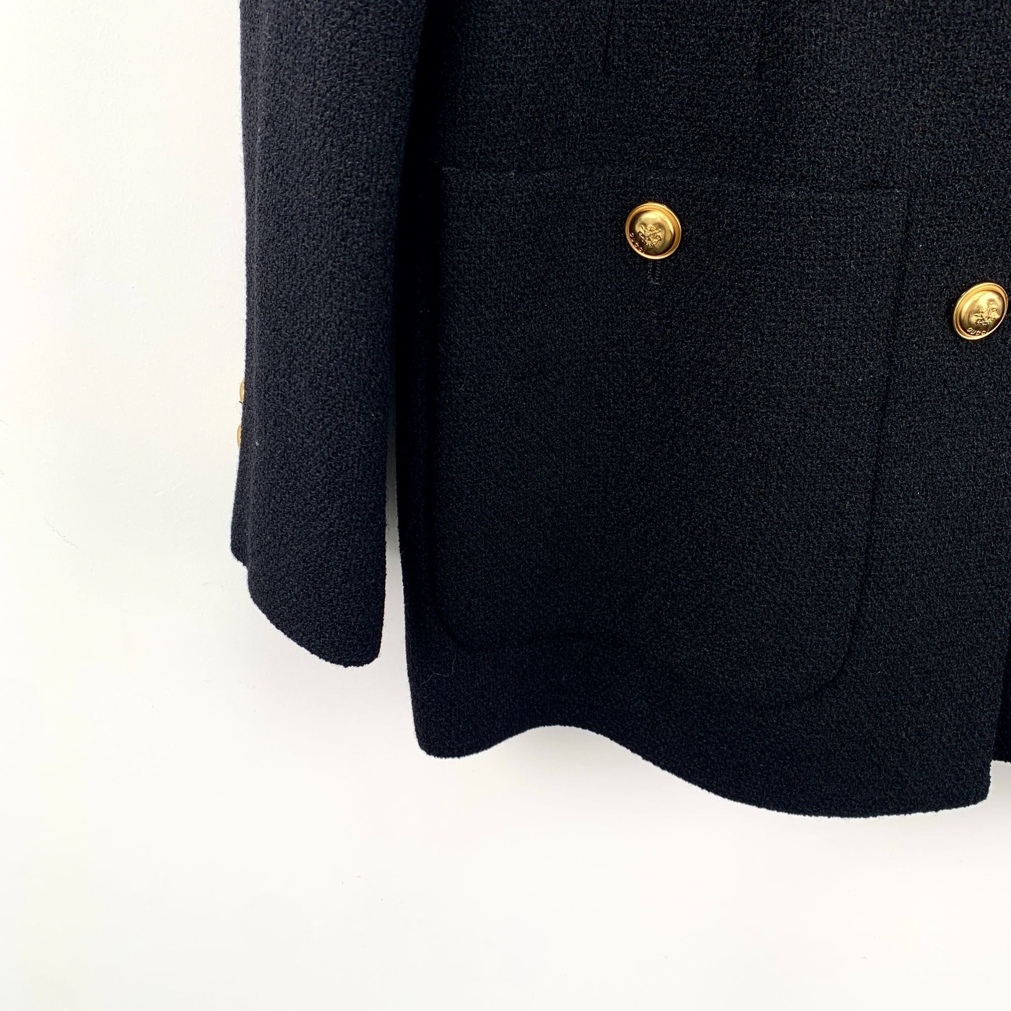 Gucci Gucci Black Wool Blend Longline Blazer With Gold Buttons & P Size S / US 4 / IT 40 - 3 Thumbnail