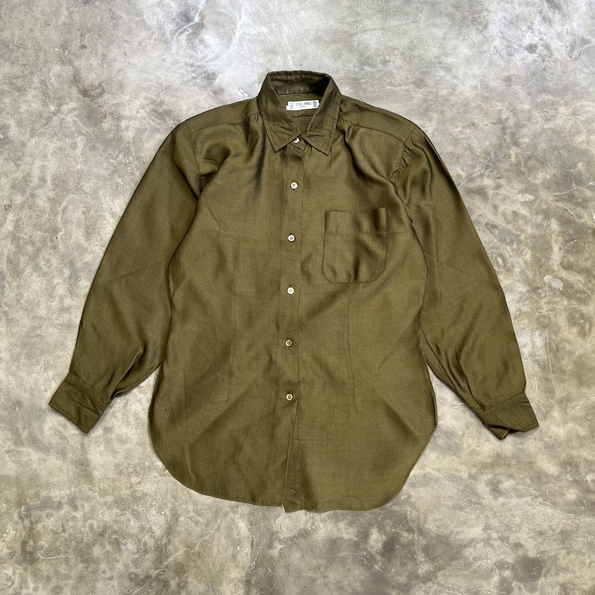 Celine 1990s Celine Silk Long Sleeve Button up Shirt Size L / US 10 / IT 46 - 1 Thumbnail