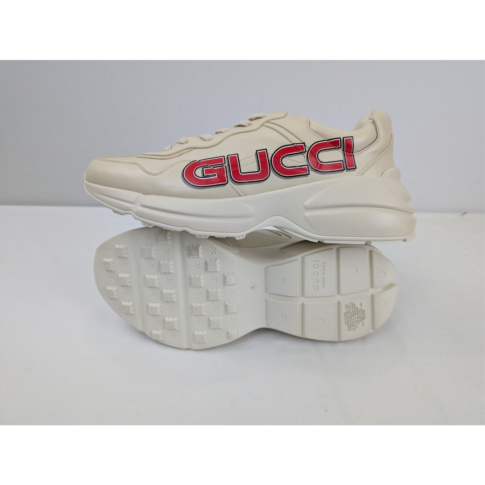 Gucci o1rshd1 Gucci logo print Rhyton leather sneakers in ivory Size US 10.5 / EU 43-44 - 12 Thumbnail