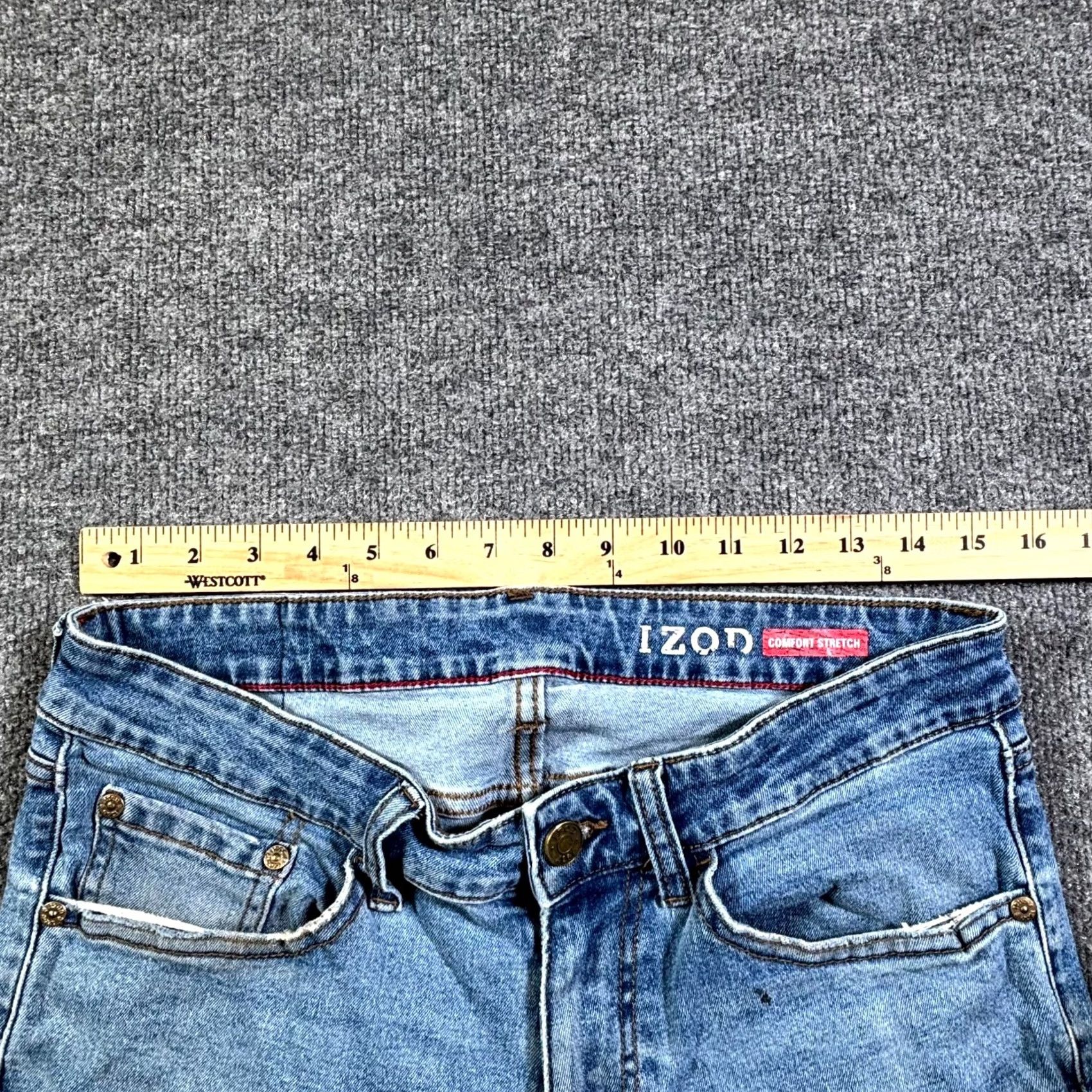 Izod IZOD Straight Jeans Men's 32x32 Blue Denim Faded Workwear Stretch Travel Shirt Size US 32 / EU 48 - 4 Thumbnail