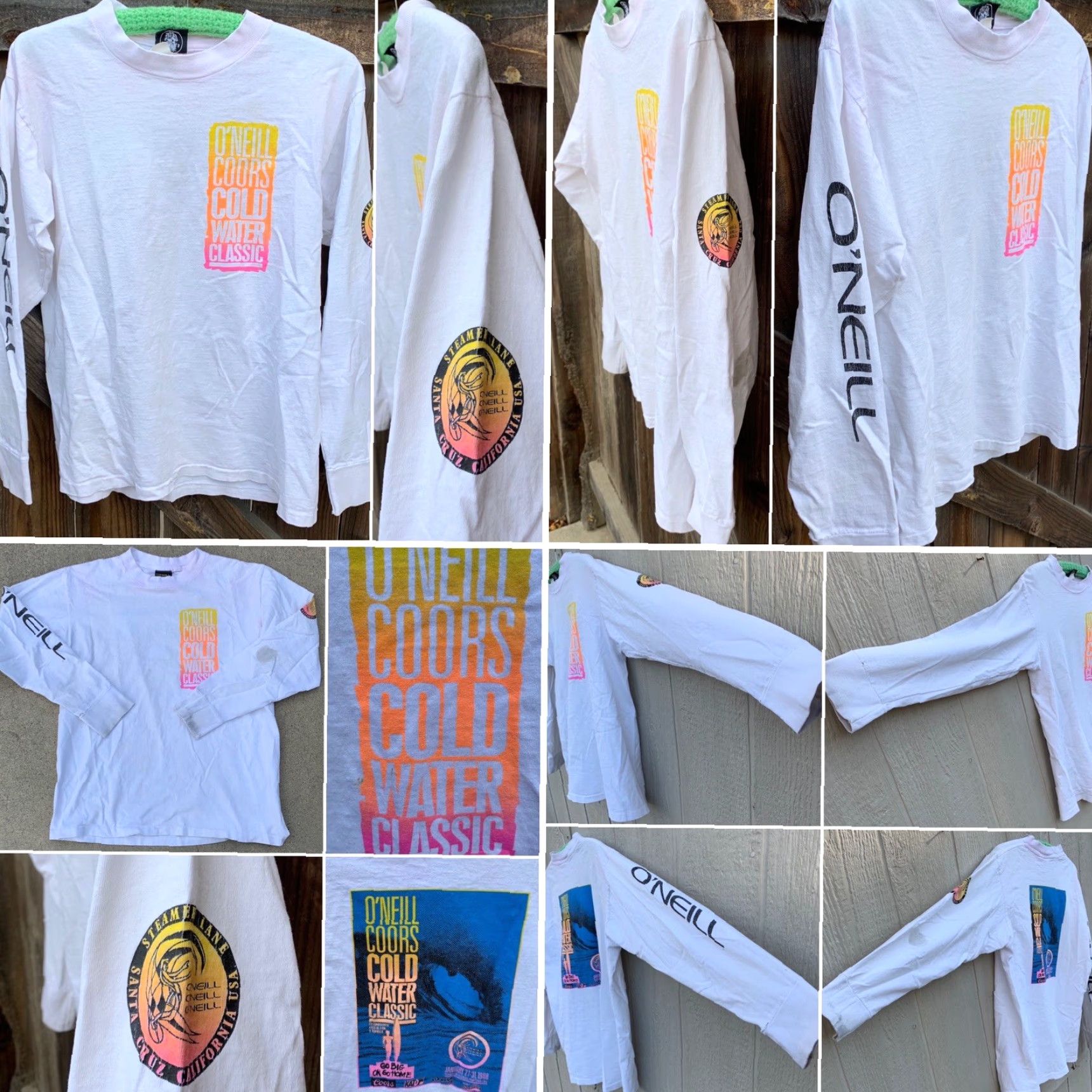 Vintage VINTAGE O’Neill T-Shirt Long Sleeve Surf 1988 Coors Cold Water Classic White Cotton Mens L 80s Beach California Graphic Print Size US L / EU 52-54 / 3 - 2 Thumbnail