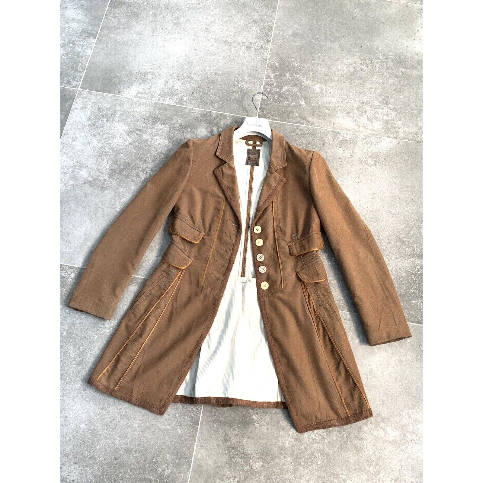 MARITHE FRANCOIS GIRBAUD Corduroy Trench Coat UK 10 EU 38 SM