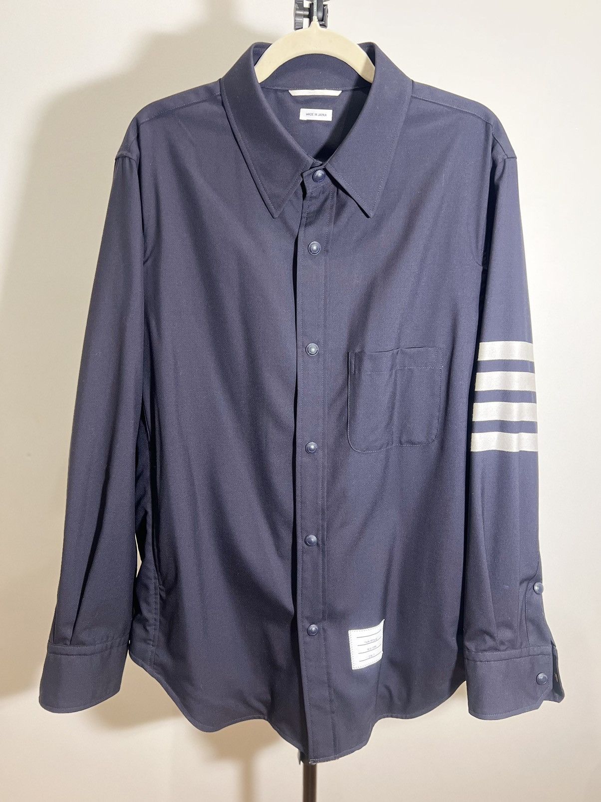 Thom Browne Thom Browne Navy 4-Bar Shirt Jacket Size 2 / M Size US M / EU 48-50 / 2 - 1 Thumbnail