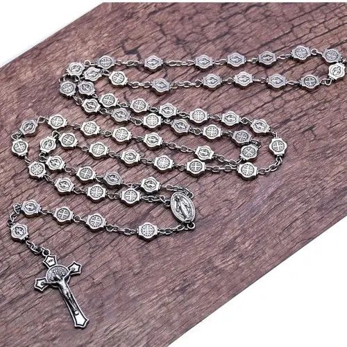 VIBE Saint Benedict Rosary Necklace Chain Catholic Church Jesus Size ONE SIZE - 5 Thumbnail