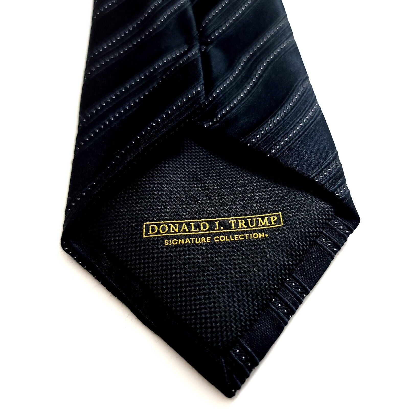 Designer Donald J Trump Black Woven Striped Silk Tie Size ONE SIZE - 3 Thumbnail