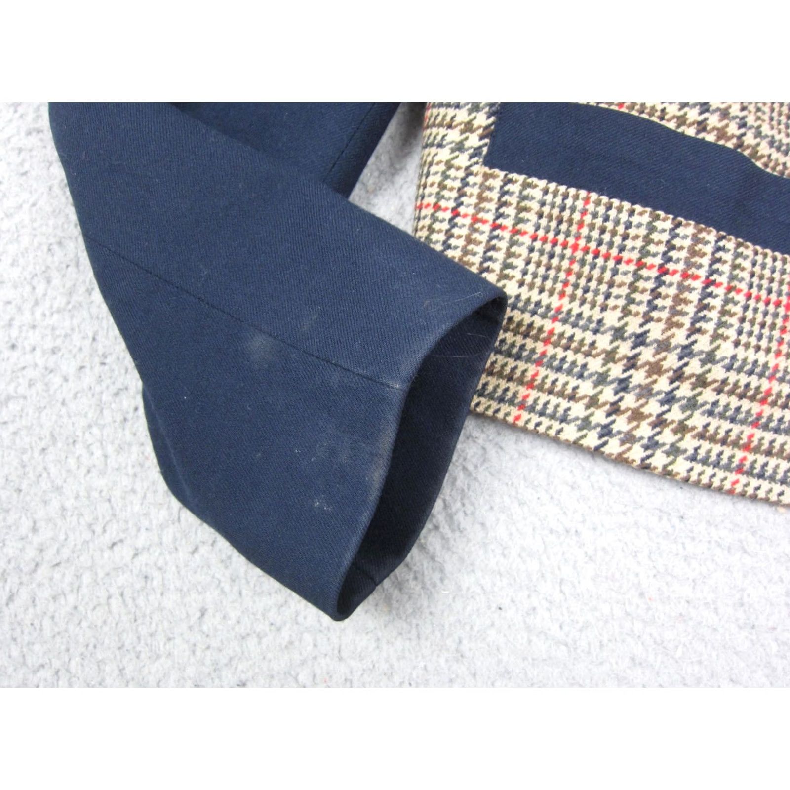 Brooks VINTAGE David Brooks Jacket Womens 8 Blue Red Wool Patchwork Cropped 90s USA Size M / US 6-8 / IT 42-44 - 4 Thumbnail
