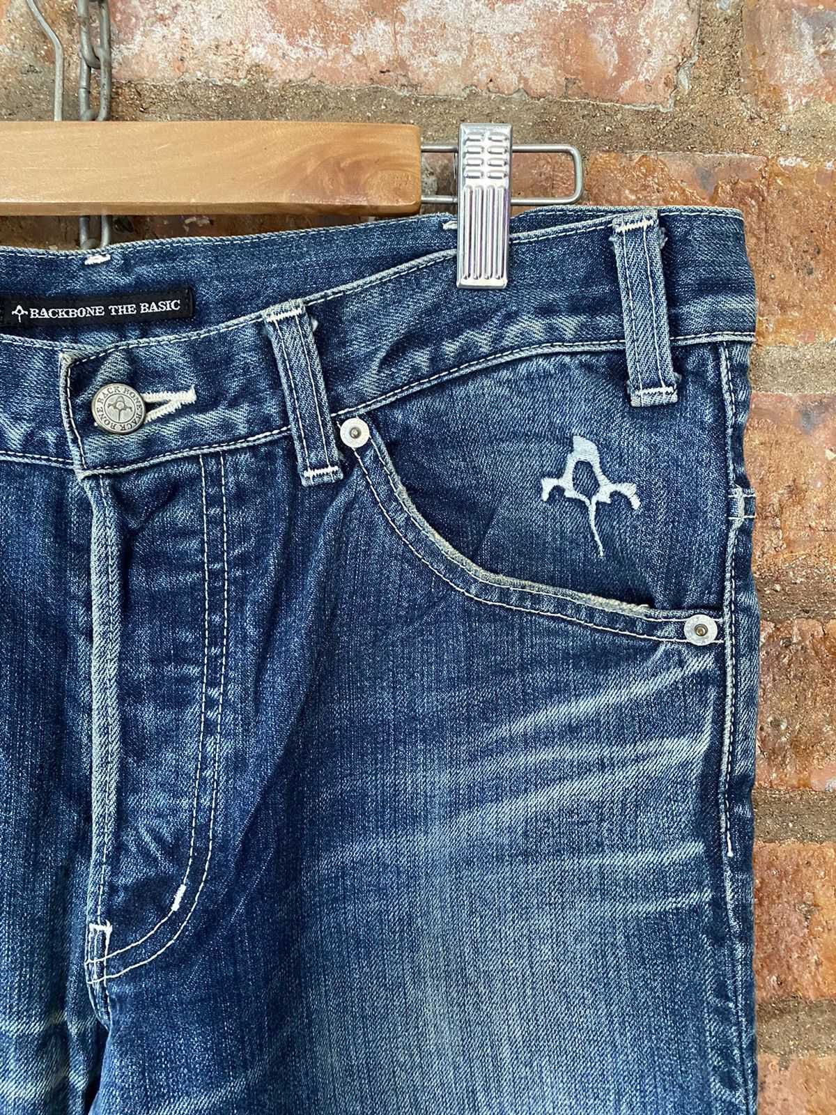 Backbone × Obelisk × Shellac 2000s Backbone Japan Embroidered logo Flare denim Size US 32 / EU 48 - 7 Thumbnail