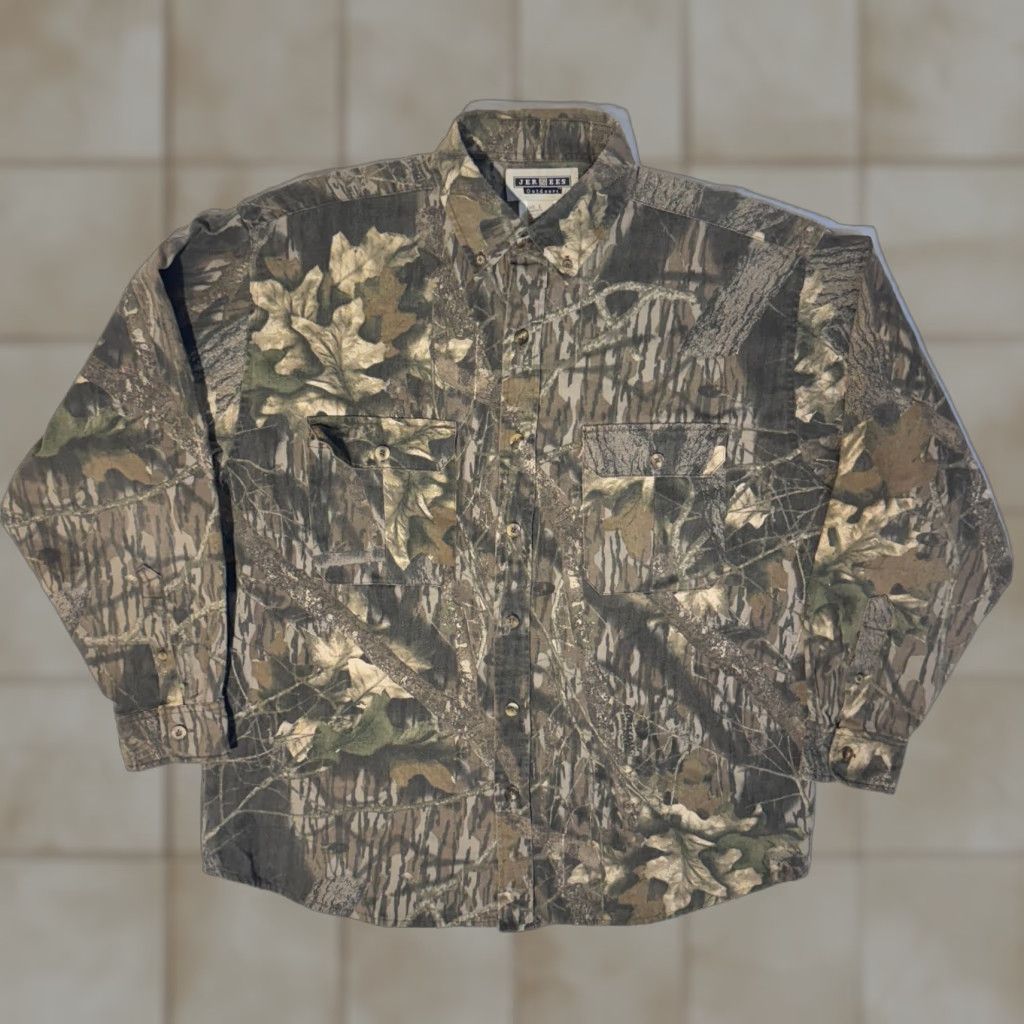 Jerzees VINTAGE Jerzees Outdoors Shirt Mens L Mossy Oak Camouflage Long Sleeve Button-Up Size US L / EU 52-54 / 3 - 1 Thumbnail
