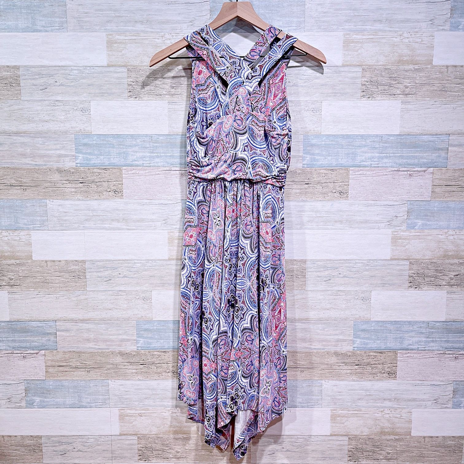 Other Soma Cross Back Scarf Hem Midi Dress Blue Paisley Womens XS Size XS / US 0-2 / IT 36-38 - 3 Thumbnail