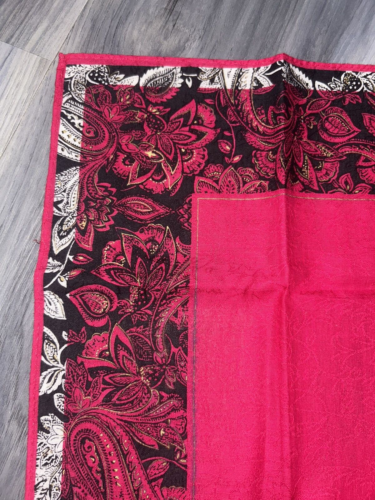 Yves Saint Laurent Vintage YSL Pink & Black Paisley Pattern Cotton Handkerchief Size ONE SIZE - 7 Thumbnail