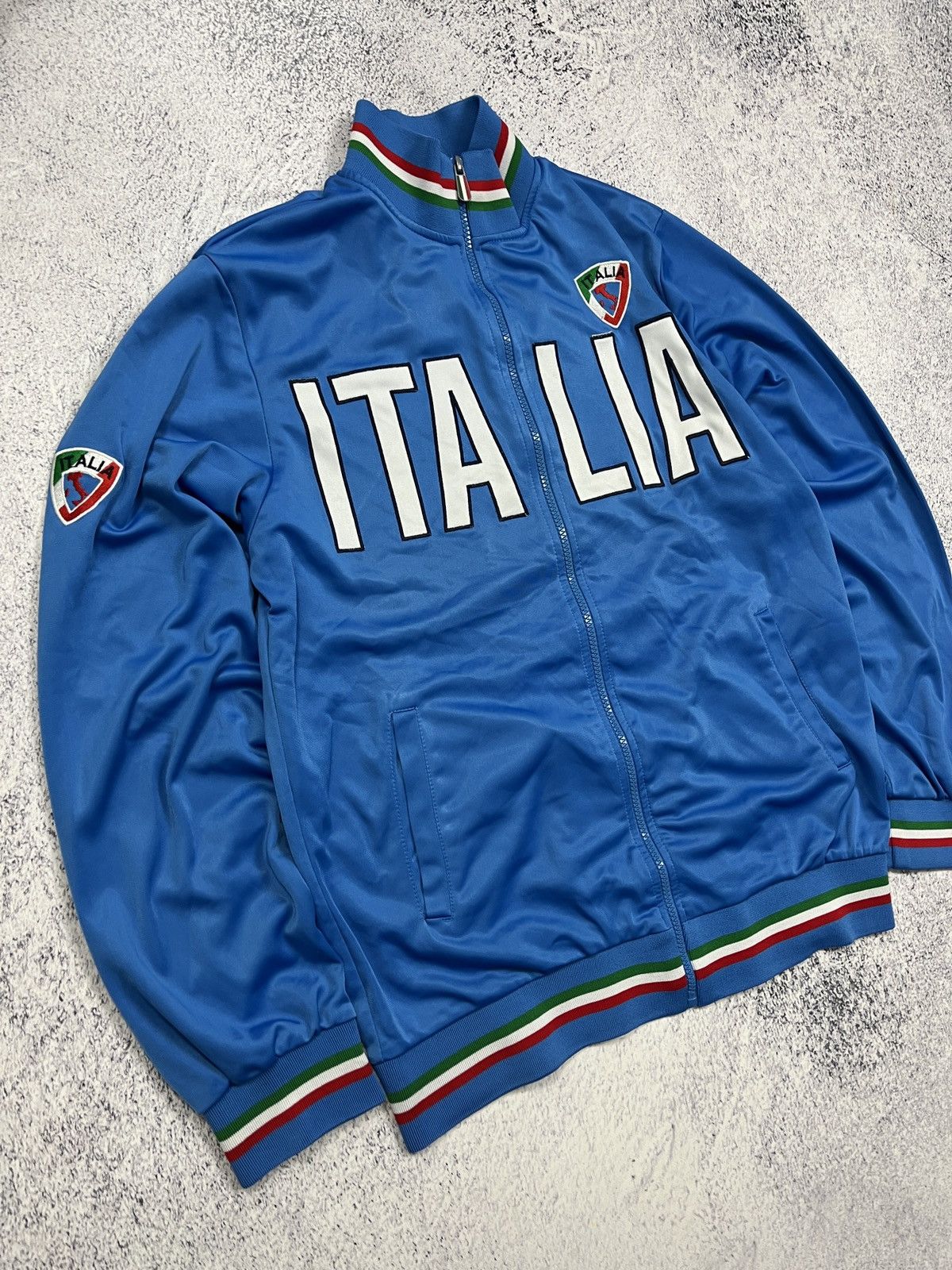 Vintage Italia Big Logo Hype Track Jacket Rare Italy Drill Blockcore Size US L / EU 52-54 / 3 - 4 Thumbnail