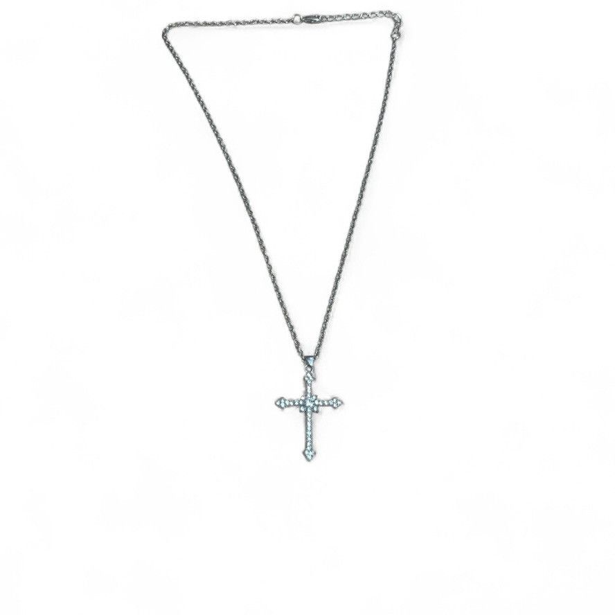Japanese Brand Hiphop Style Cross Necklace Goth Streetwear Diamond Necklace Size ONE SIZE - 1 Thumbnail