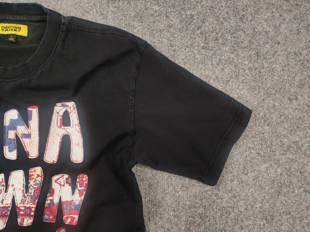 Vintage China Town market Design Japan Custom cropped black t-shirt Size US M / EU 48-50 / 2 - 5 Thumbnail