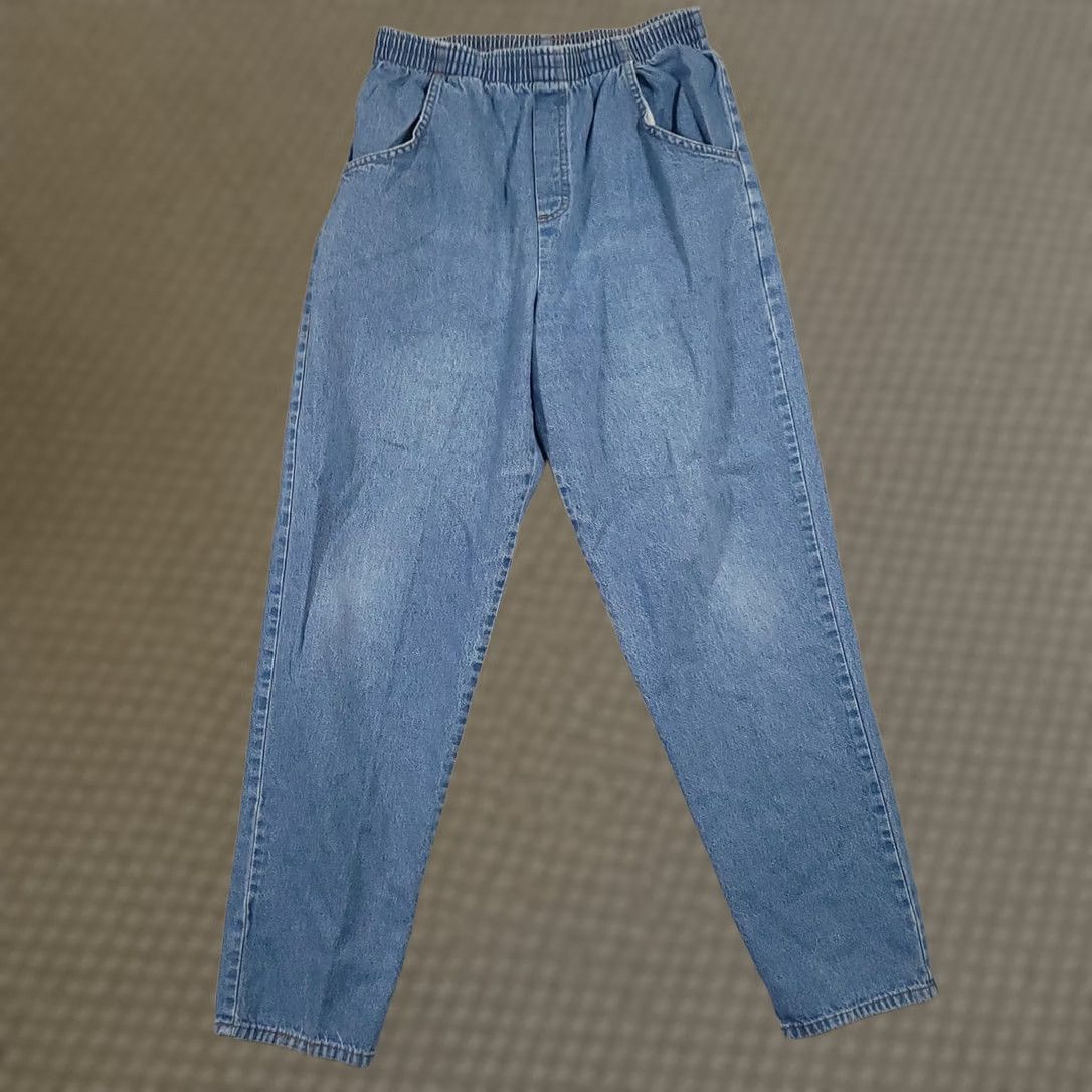 Vintage VINTAGE Cabin Creek Pull On Jeans Blue Elastic Waist Straight Leg Women 10 Size 32" / US 10 / IT 46 - 1 Thumbnail