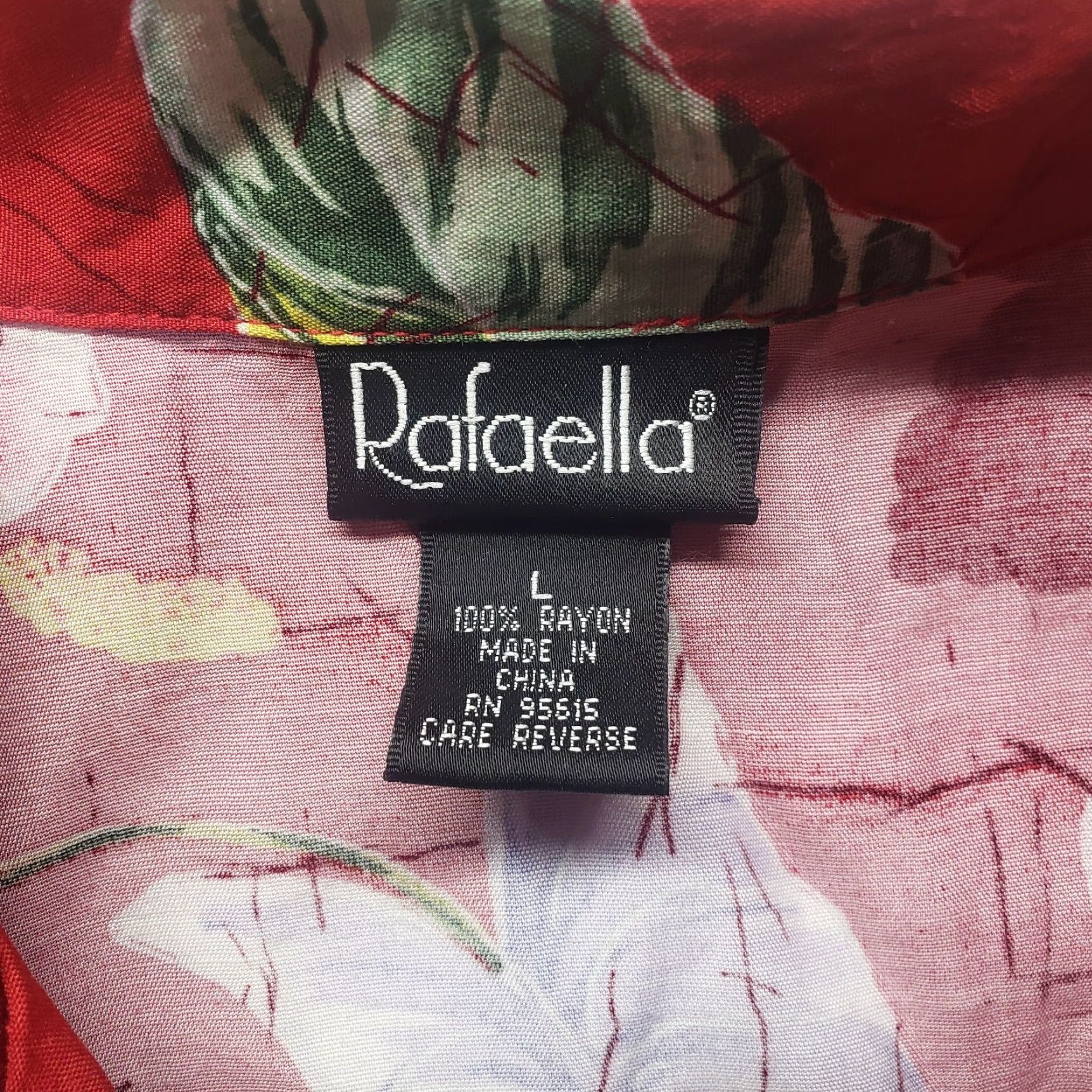 Vintage Rafaella Shirt Floral Button-Up Short Sleeve Women L Red Rayon Adult Womens Shirt Size L / US 10 / IT 46 - 2 Thumbnail