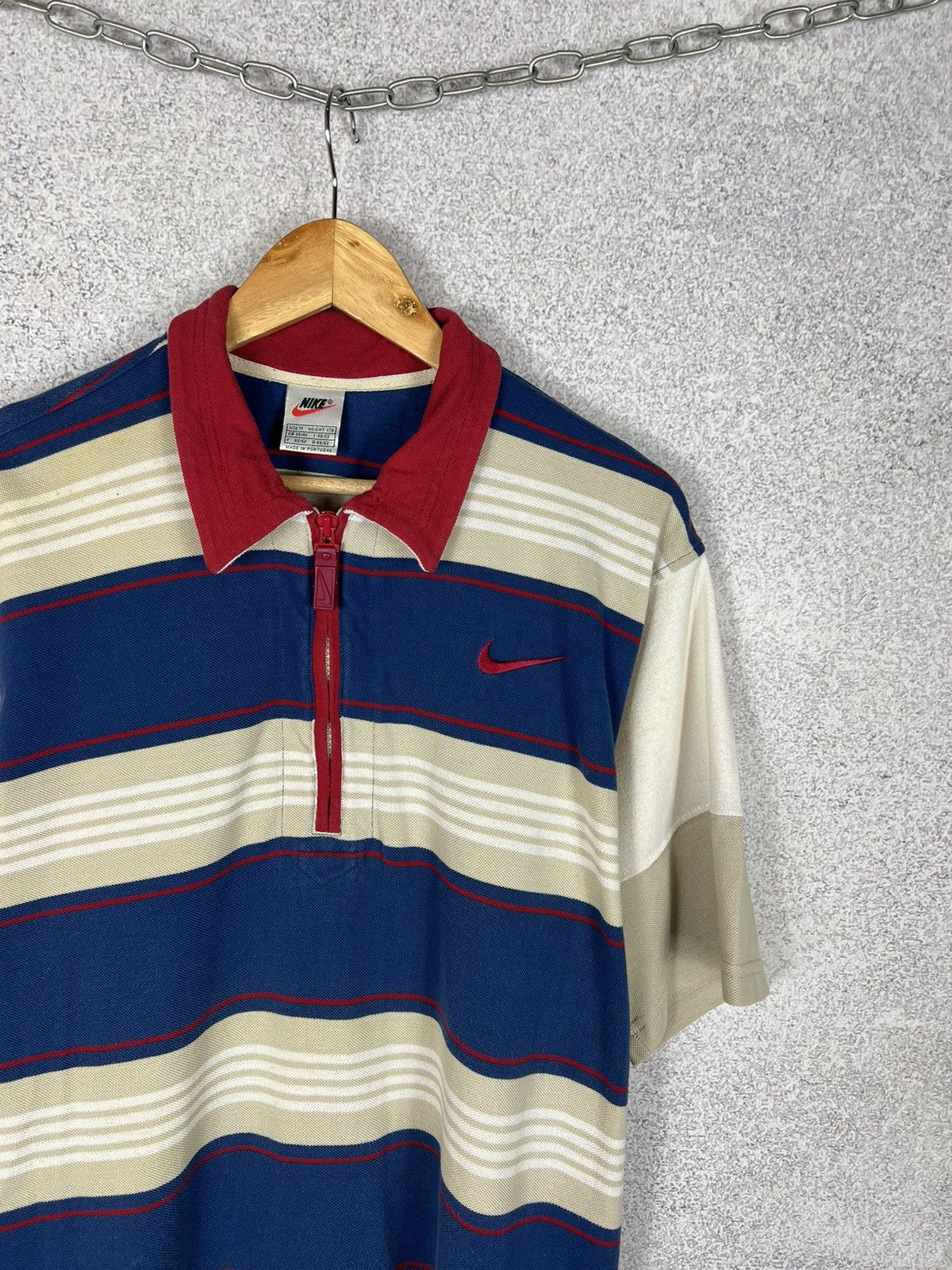 Nike Vintage Nike 90s Striped Zip Polo Shirt Size US M / EU 48-50 / 2 - 2 Thumbnail
