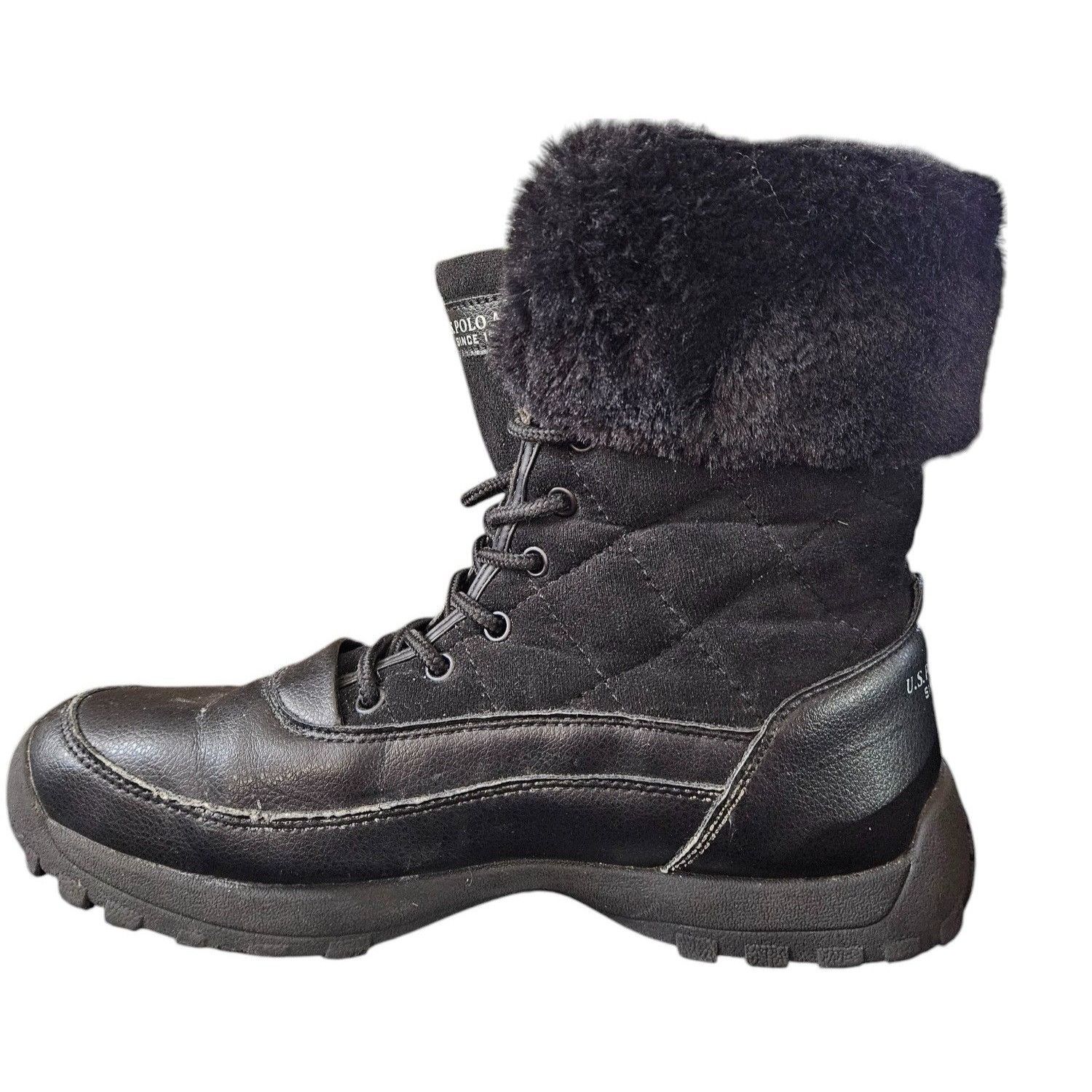 U.S. Polo Assn. U.S. Polo Assn. Womens Black Fur-Lined Winter Boots Size 8 M Size US 8 / IT 38 - 3 Thumbnail