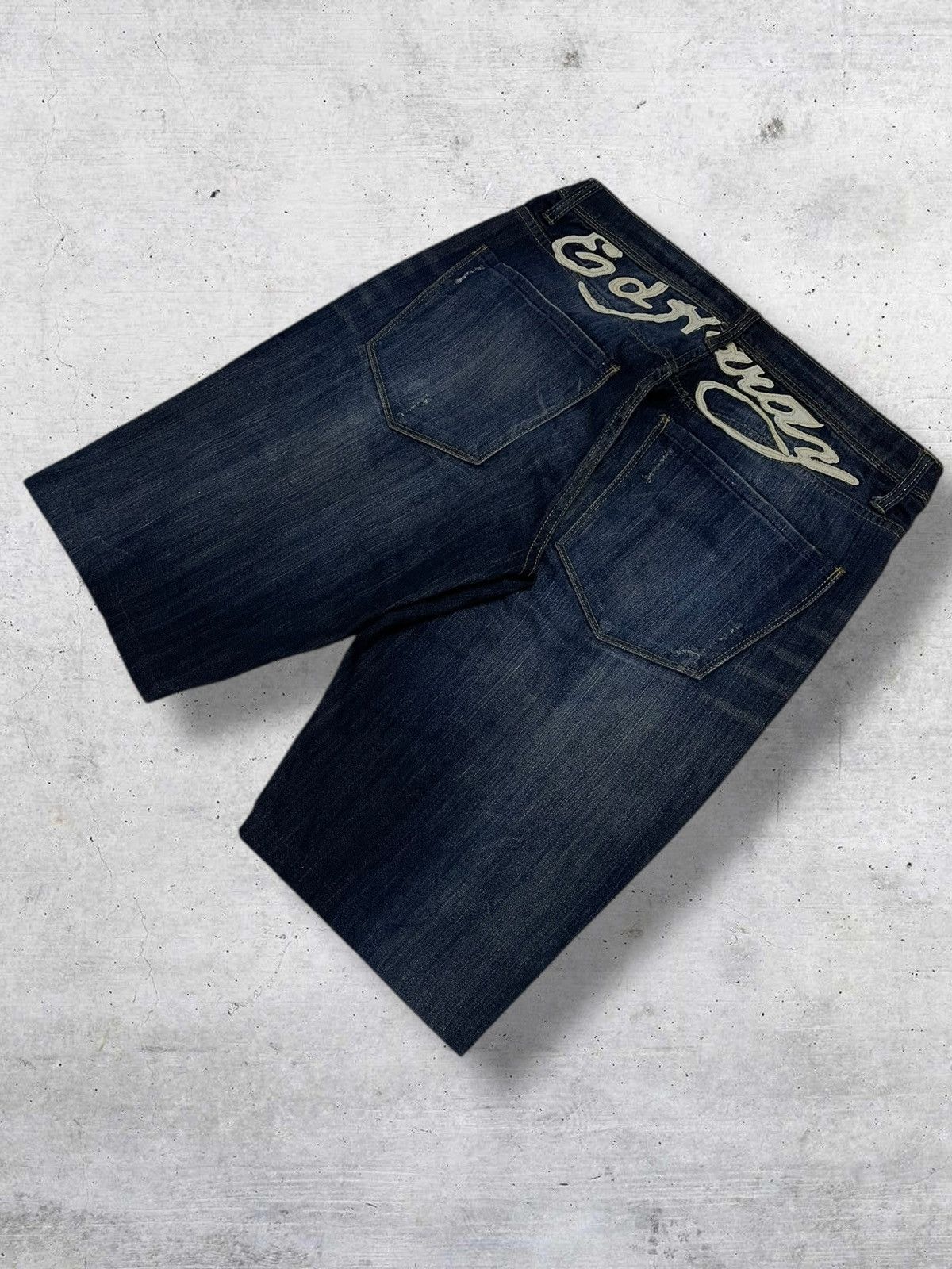 Christian Audigier VINTAGE DESIGNER CHRISTIAN AUDIGER SKULL TATTOO SHORT DENIM Size US 33 - 8 Thumbnail