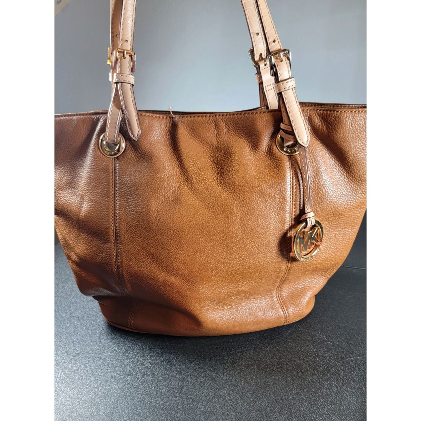 Michael Kors Michael Kors Jet Set Large Brown Pebble Leather Tote Purse Women Size ONE SIZE - 2 Thumbnail