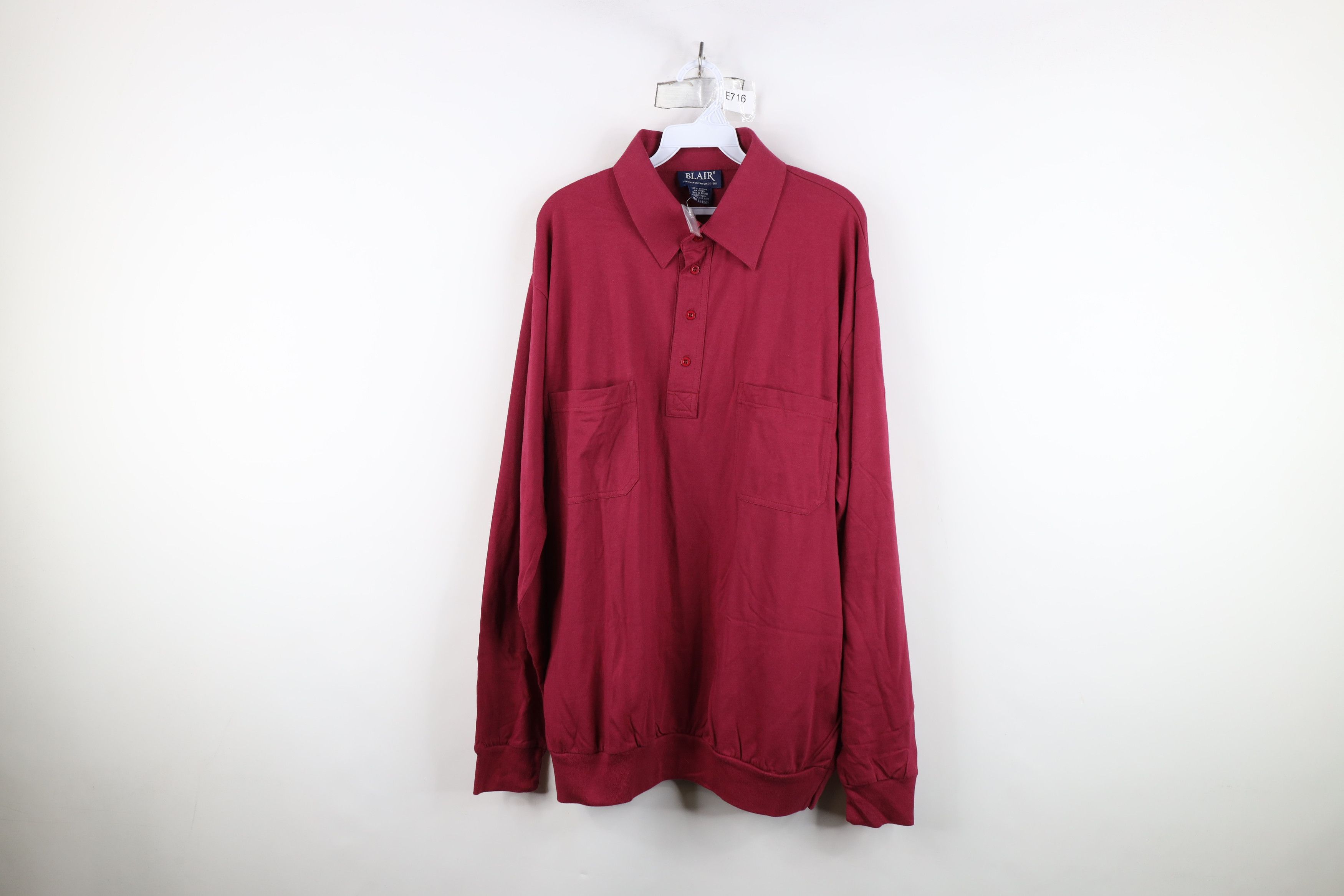 Vintage Deadstock Vintage 90s Streetwear Long Sleeve Polo Red Size US XL / EU 56 / 4 - 1 Thumbnail