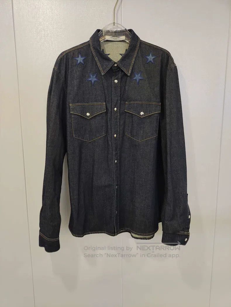 Givenchy Givenchy Denim Shirt with Star Embroidery, Men's Size US XXL / EU 58 / 5 - 1 Thumbnail