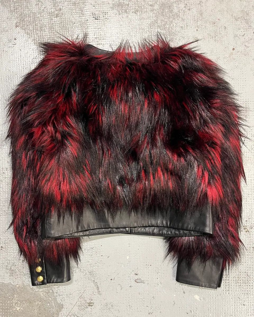 Balmain Balmain H&M Bordeaux & Black Faux Fur Gold Button Jacket Size S / US 4 / IT 40 - 9 Thumbnail