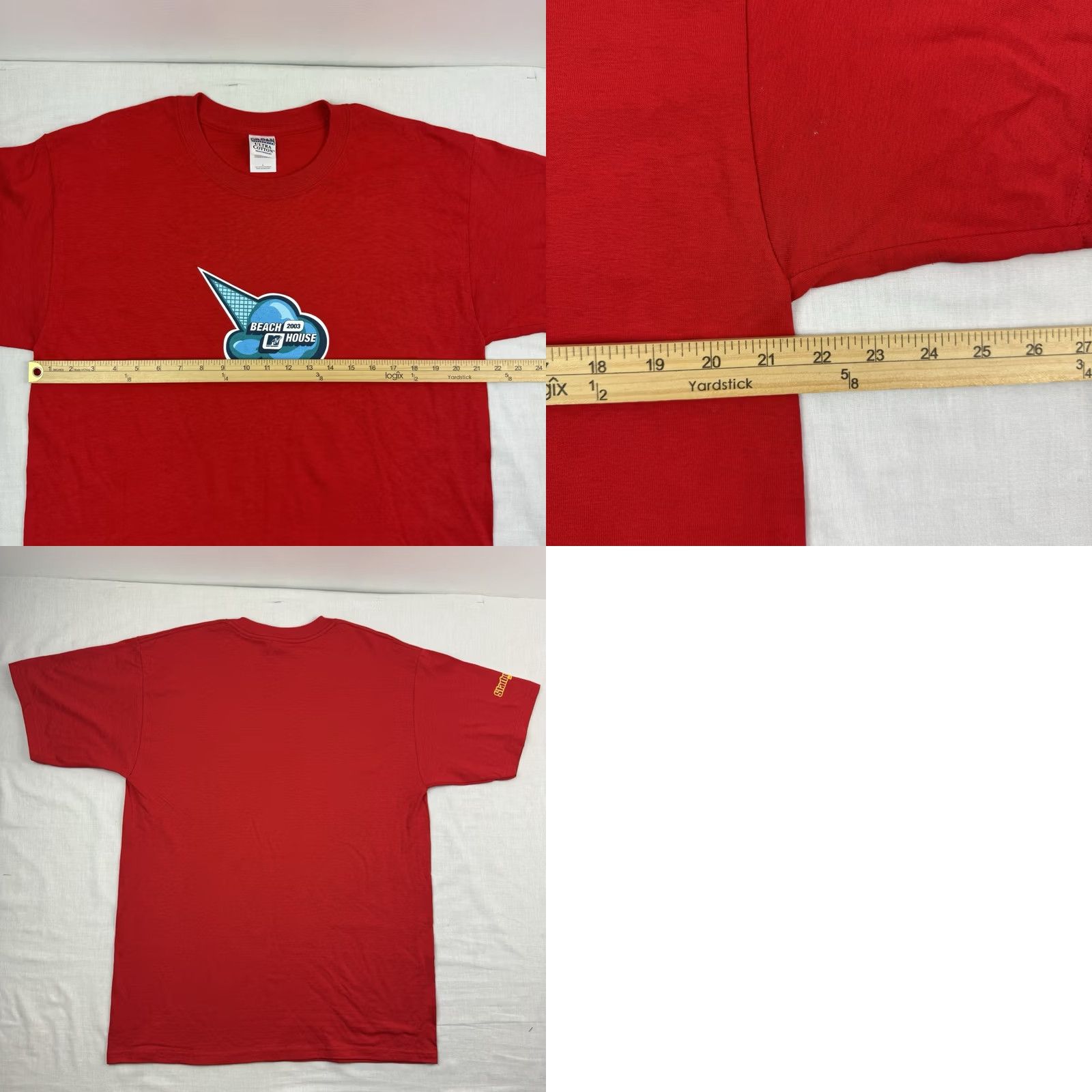 Gildan VINTAGE MTV 2003 Beach House Promo T Shirt Adult Large Red Cotton Gildan Short Sleeve Crew Neck Men 90s Y2K Starsub? Size US L / EU 52-54 / 3 - 8 Thumbnail