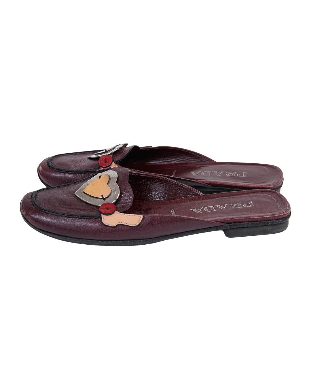 Prada Prada S/S2000 Burgundy Heart Slipper Size US 7 / IT 37 - 4 Thumbnail