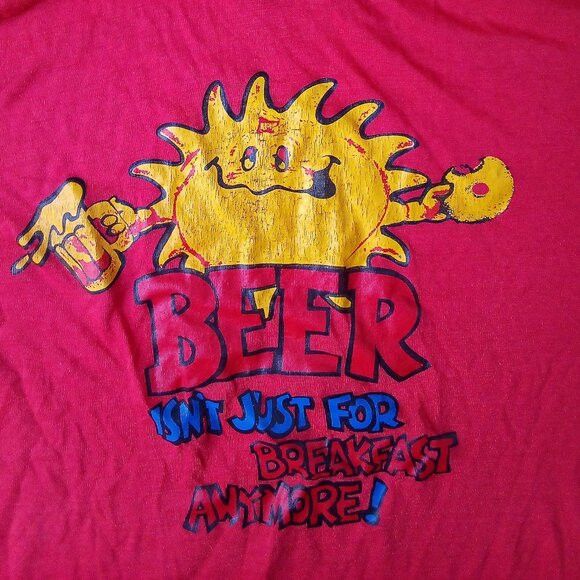 Vintage Vintage 80s Beer Not Just For Breakfast Funny Gag T-Shirt Size US M / EU 48-50 / 2 - 1 Thumbnail
